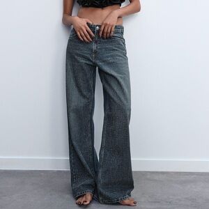 NWT Zara relaxed sparkle jeans 2